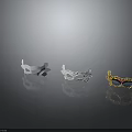 Colorful Animal Themed Masks in White Transparent and Gold on Black Background with Reflections