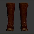 Classic Brown Leather Long Boots with Buckle Strap Design and Smooth Finish