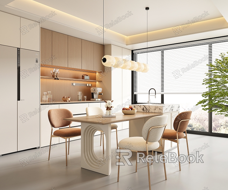 Modern Cream Style Island Table Restaurant Cream Style Restaurant Dining Table and Chair Combination Island Table and Chair Cream Style Sideboard Cream Style Chandelier Cream Style Dining Chair model