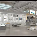 Well Lit Modern Fashion Store Interior With Clothing Racks And Bag Displays 3d model