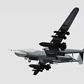 Gray Fighter Jet With Long Wingspan And Weapon Mounts On White Background