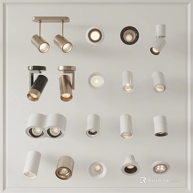 Modern Downlights And Spotlights Collection With Various Styles For Ceiling Installation 3d model 