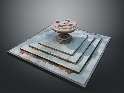 Stone Decorative Platform With Multi layered Square Base And Circular Top Design 3d model