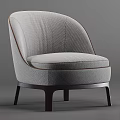 Gray Fabric Accent Chair With Curved Backrest Brown Stitching And Dark Wooden Legs