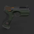 Modern Tactical Pistol 3D Render With Green Black Body And Orange Accents