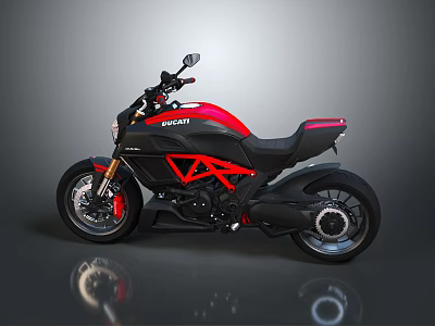 Ducati Motorcycle with Black Red Color Scheme and Modern Sporty Design Features 3d model