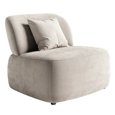 Modern Single Sofa With Beige Fabric And Comfortable Cushion Design 3d model