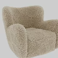 Plush Cream Single Sofa With Cozy Rounded Armrests And Soft Texture