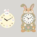 Two Rabbit Shaped Wall Clocks With Cute Design And Decorative Elements 3d model