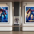Transformers Posters Wall Art With Central Display Cabinet And Model Figure 3d model