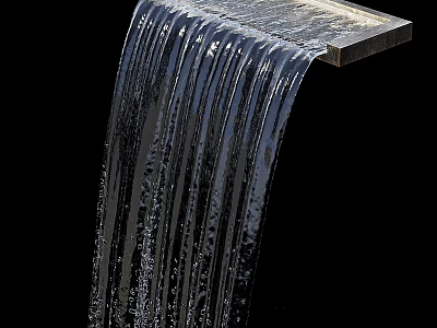 Vertical Water Fountain with Flowing Curtain Effect from Metal Panel Clear Water Texture 3d model
