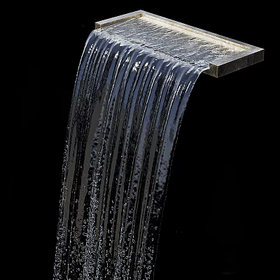 Vertical Water Fountain with Flowing Curtain Effect from Metal Panel Clear Water Texture 3d model