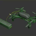 Black Drone With Four Propellers Detachable Battery And Red Power Cables