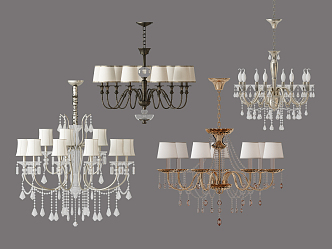 European-style crystal chandelier combination 3d model