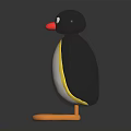 Cute Penguin Doll With Black White Body Red Beak Yellow Trim And Orange Feet