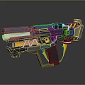 Futuristic Sci Fi Weapon With Black Yellow Color Scheme Glowing Barrel And Geometric Accents