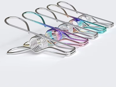 Colorful Metal Spring Clips Durable Household Supplies With Rainbow Design 3d model