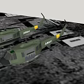 Two Green Army Helicopters Landed on Ground Under Blue Sky
