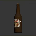 Brown Glass Bottle With Worn Label Vintage Design For Daily Living Supplies