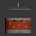 Silver Cooking Pot With Lid And Red Floral Decorative Band Handles