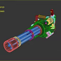 3D Rendered Military Aircraft Featuring Mounted Gatling Gun Weapon System Details