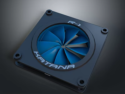 Katana Electronic Cooling Fan With Blue Blades And Black Frame 3d model