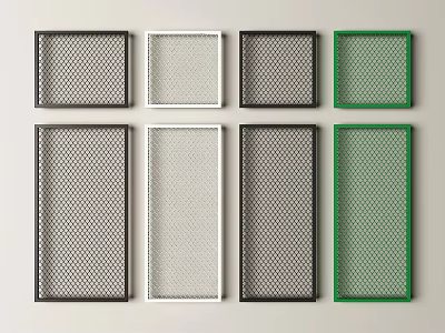 Modern Room Dividers With Grid Design In Black White Green And Rectangular Square Shapes 3d model