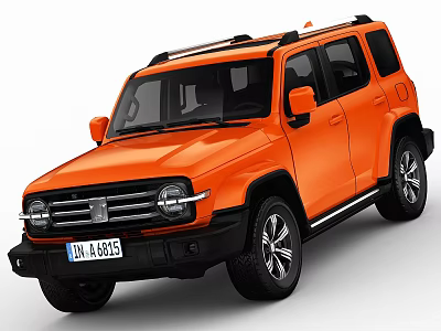 Orange SUV Featuring Boxy Front Design Black Trim and Roof Cargo Rack 3d model