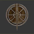 Ancient War Weapon Featuring Mechanical Structure Wooden Metal Parts And Circular Platform