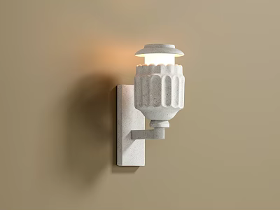 Modern White Wall Light With Textured Design On Beige Wall And Warm Glow 3d model