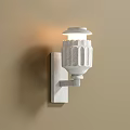 Modern White Wall Light With Textured Design On Beige Wall And Warm Glow