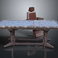 Modern Office Desk With Wooden Surface And Sturdy Metal Legs Chair Included Design