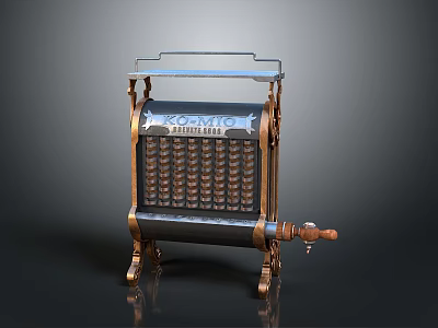 Vintage ESCO MIO Adding Machine with Metal Frame Numeric Keys and Handle as Household Appliance 3d model