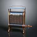 Vintage ESCO MIO Adding Machine with Metal Frame Numeric Keys and Handle as Household Appliance