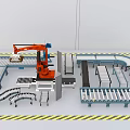 Modern Industrial Equipment With Robotic Arm And Conveyor Belt Production Line