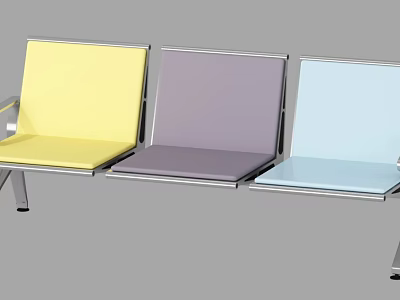 Colorful Public Chairs With Yellow Purple Light Blue Seats And Metal Frame 3d model