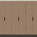 Wooden Sliding Doors With Rattan Panels And Metal Handles In Modern Home Interior