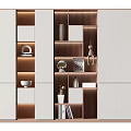Modern Elegant Bookcase Design With Open Shelves Metal Accents And Decorative Items