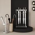 Modern Metal Umbrella Stand With White Black And Brown Umbrellas For Home Entryway