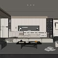 Minimalist Restaurant Sofa Coffee Table Combination Single Casual Chair Island Table Dining Table and Chair Combination Chandelier Sideboard Household Appliances 3d model