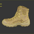 Tan High Top Hiking Boots With Lace Up Design And Durable Rubber Sole