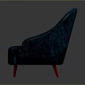 Modern Blue Tufted Armchair With Red Legs And Soft Upholstery Design