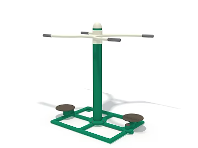 Outdoor Sports Equipment With Green Metal Frame Horizontal Bars And Pedal Platforms 3d model