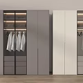 Modern Gray And White Wardrobe With Glass Door Hanging Area And Drawers