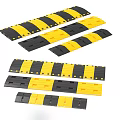Multiple Road Speed Bumps Yellow And Black Rubber Strips For Road Safety 3d model