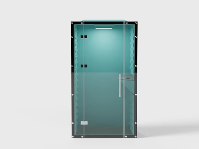 Modern Transparent Glass Public Facility Enclosed Structure With Access Door And Interior Lighting 3d model