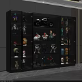 Modern Glass Door Display Cabinet With Action Figures Model Collections And Decorative Lighting