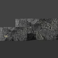 Natural Gray Stone Feature Wall With Cracked Texture And Decorative Design 3d model