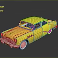 Shiny Yellow Classic Car With Retro Design Chrome Accents And White Wall Tires