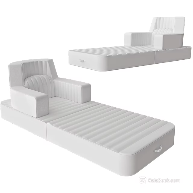 White Inflatable Sofa Bed With Modern Striped Design And Foldable Comfortable Structure 3d model 